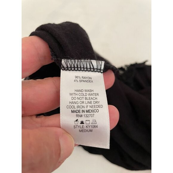 Nabee Black Lace-Trimmed Sleeveless Top With Sheer Back & V-Neck Medium - Picture 6 of 6